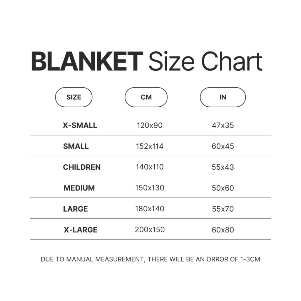 Blanket Size Chart - Mountain Biker Gifts