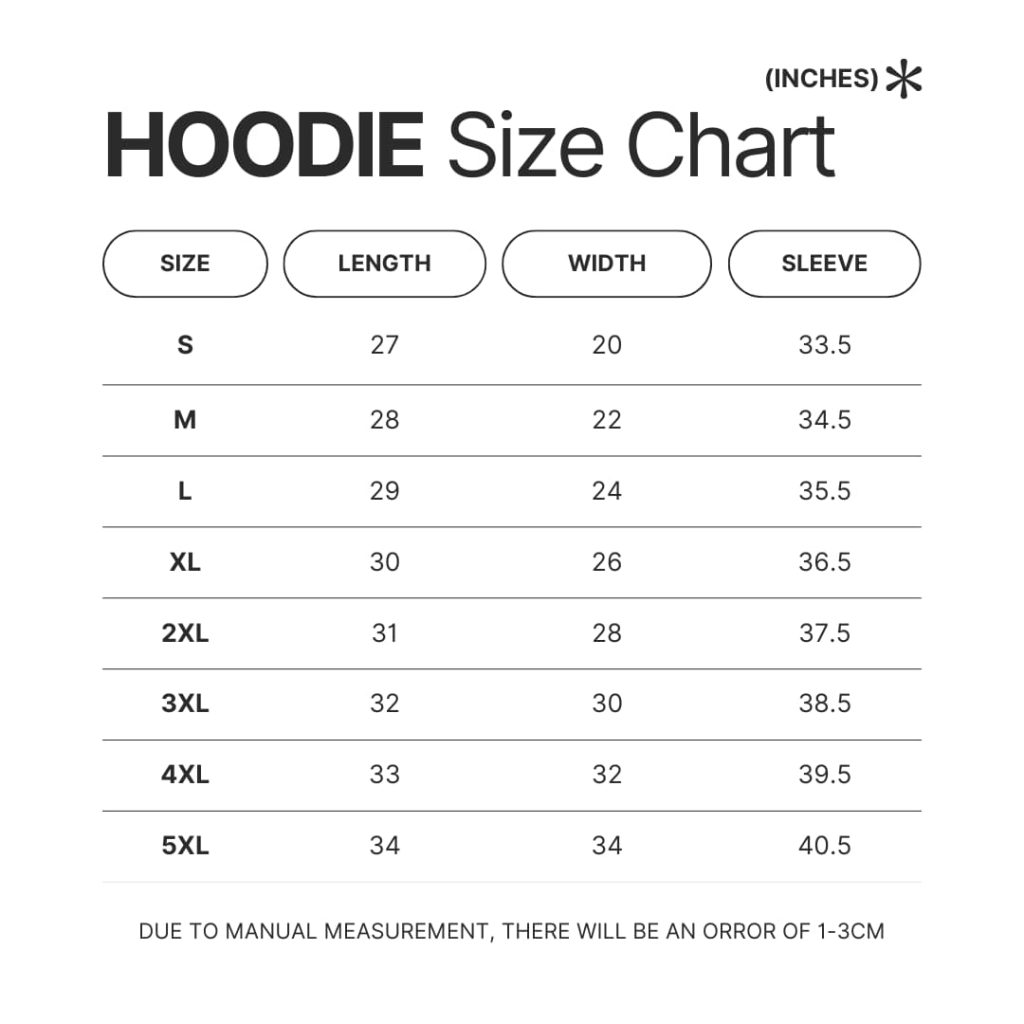 Hoodie Size Chart - Mountain Biker Gifts