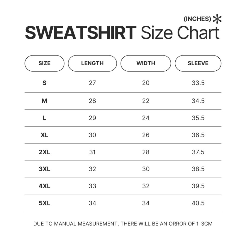 Sweatshirt Size Chart - Mountain Biker Gifts