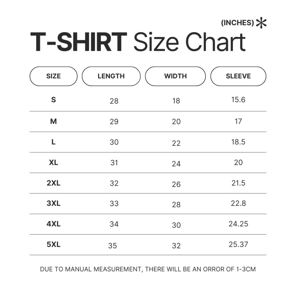 T shirt Size Chart - Mountain Biker Gifts