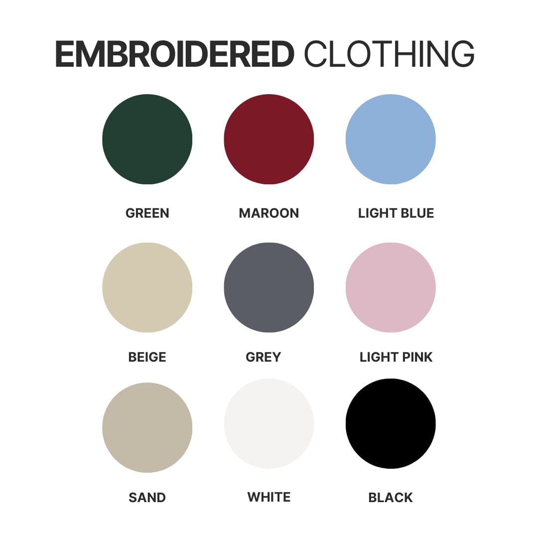 Embroidered clothing color chart 1 - Mountain Biker Gifts