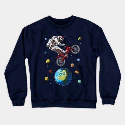 Astronaut Bicycle Jumping Crewneck Sweatshirt Official Mountain Biker Merch