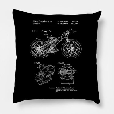 Mountain Bike Patent Inventors White Throw Pillow Official Mountain Biker Merch
