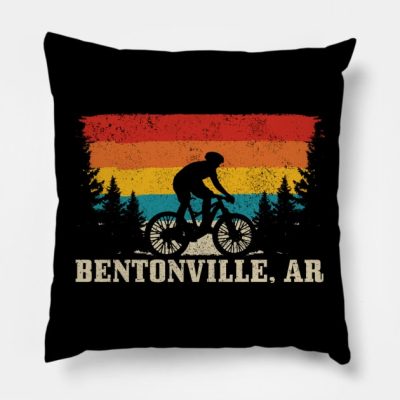 Bentonville Arkansas Vintage Mountain Bike Cycling Throw Pillow Official Mountain Biker Merch