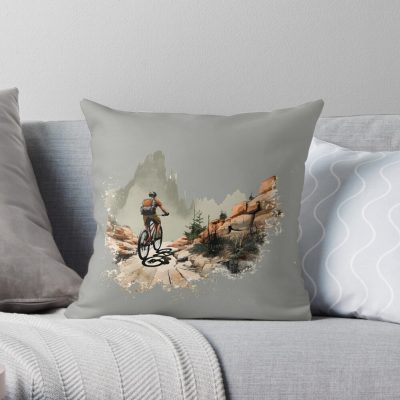 Bike Ride Throw Pillow Official Mountain Biker Merch