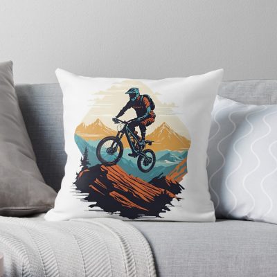 Bikedownhill Throw Pillow Official Mountain Biker Merch