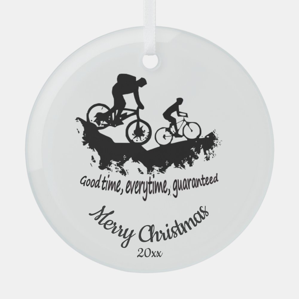custom dated christmas mountain biking quote meta glass ornament r07be22c442c44598b30d32ebfd11390c c0vv8 1000 - Mountain Biker Gifts