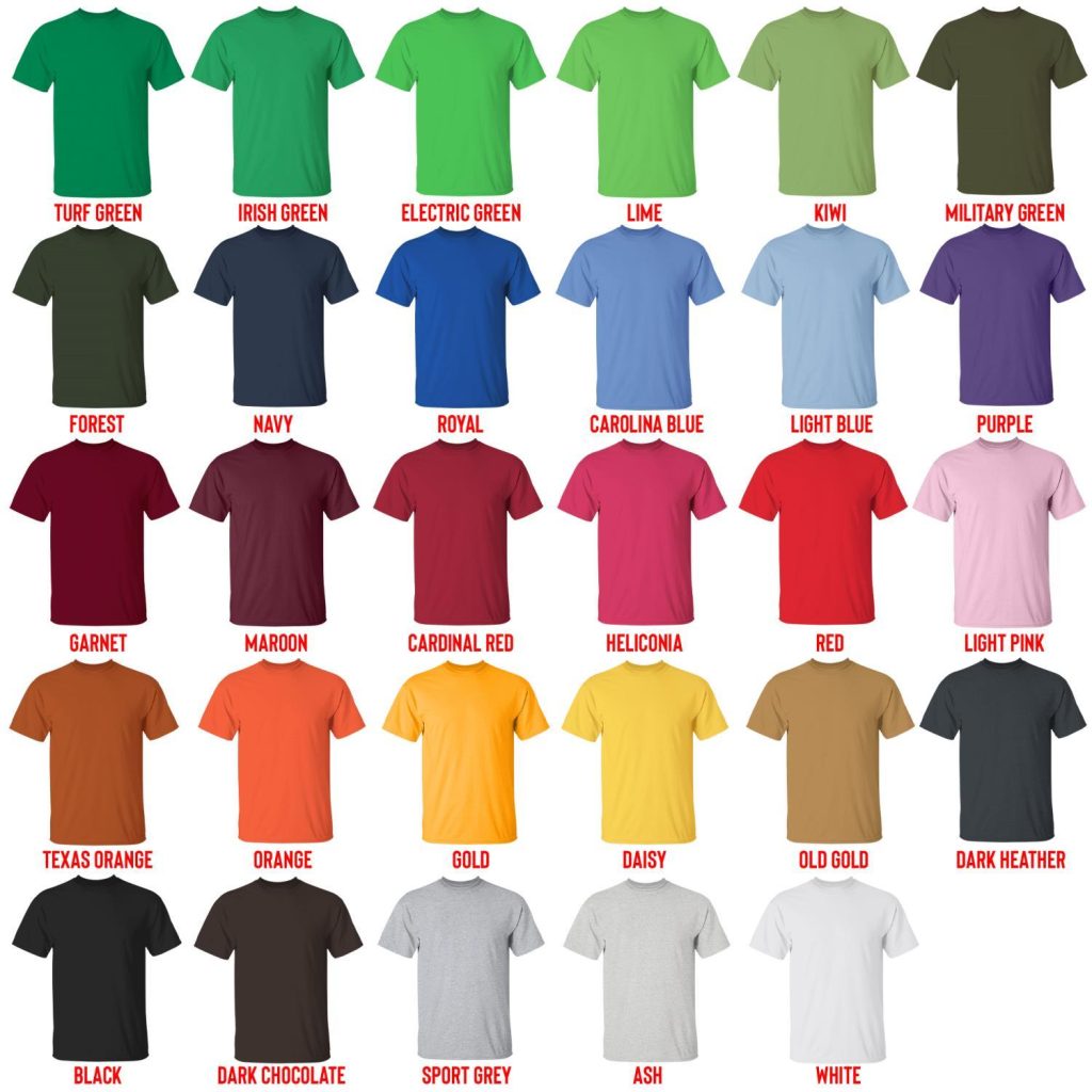 t shirt color chart - Mountain Biker Gifts Store